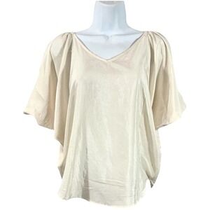 BCBGeneration Ivory Blouse V-Neck Strappy Open Back Dolman Sleeve Airy Womens XS